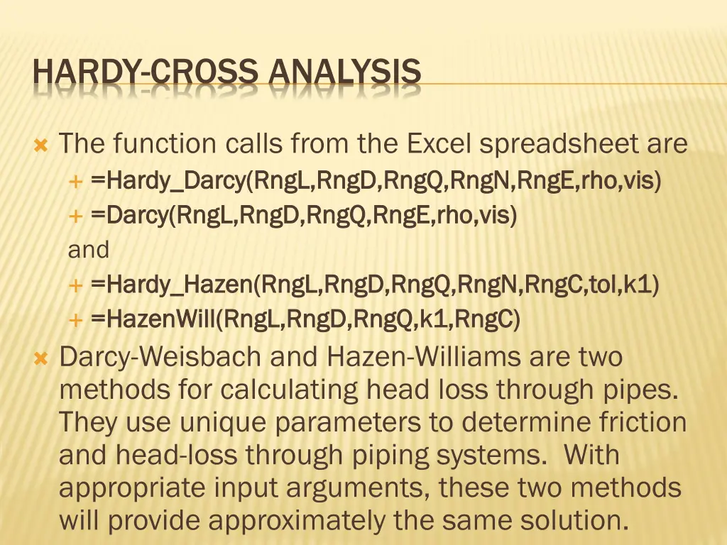 hardy cross analysis