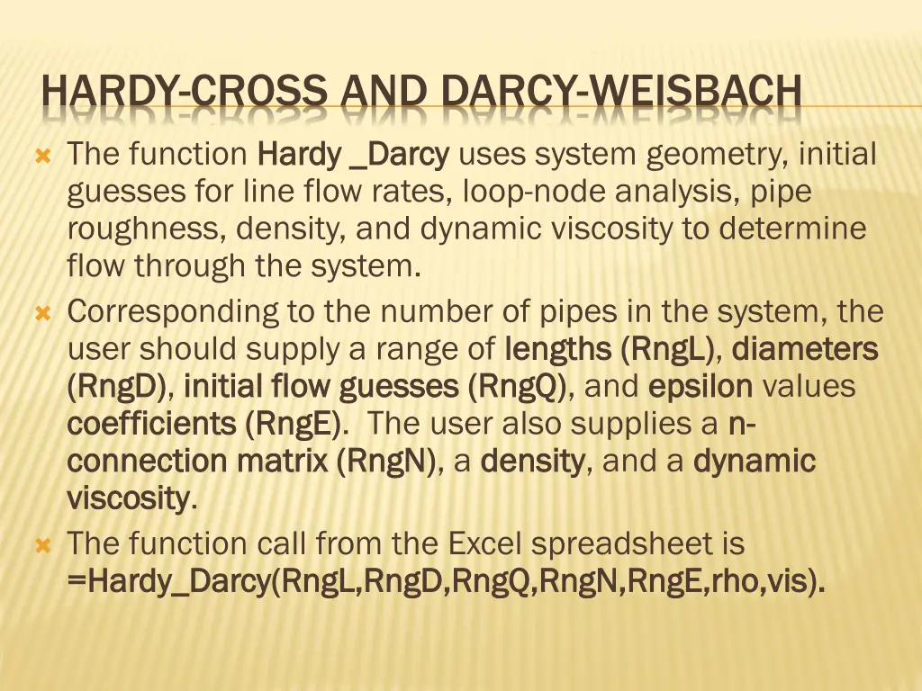 hardy cross and darcy weisbach