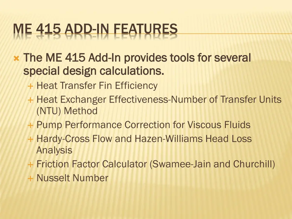 me 415 add in features