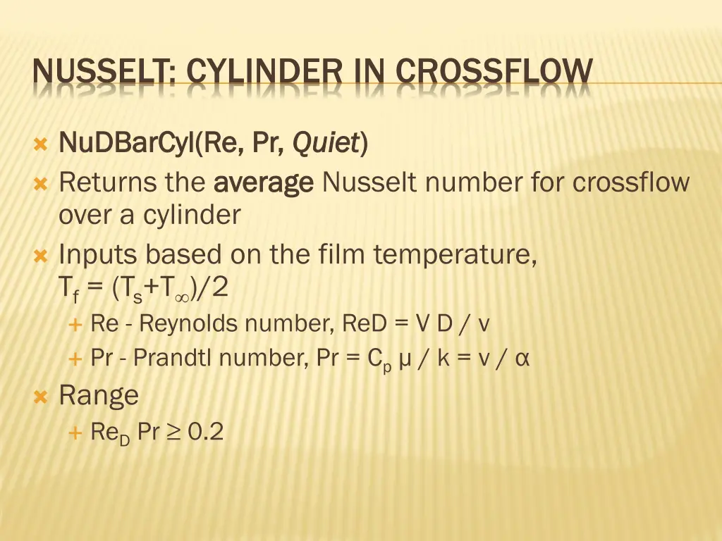 nusselt cylinder in crossflow