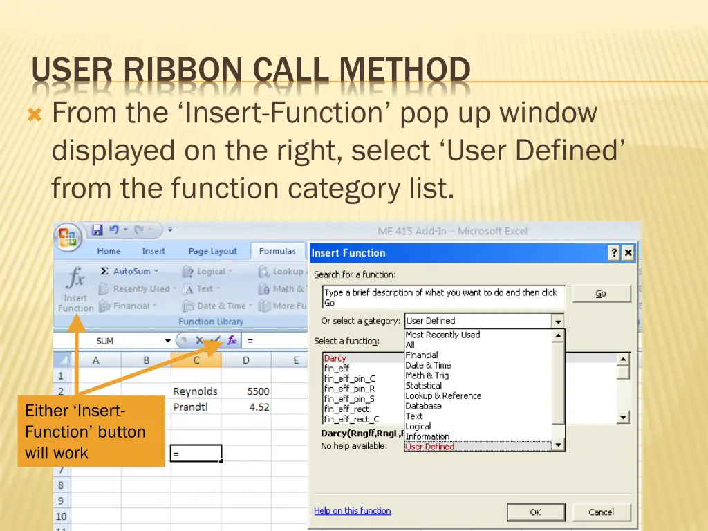 user ribbon call method from the insert function