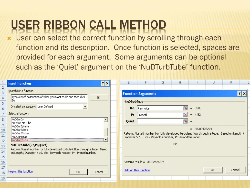 user ribbon call method user can select