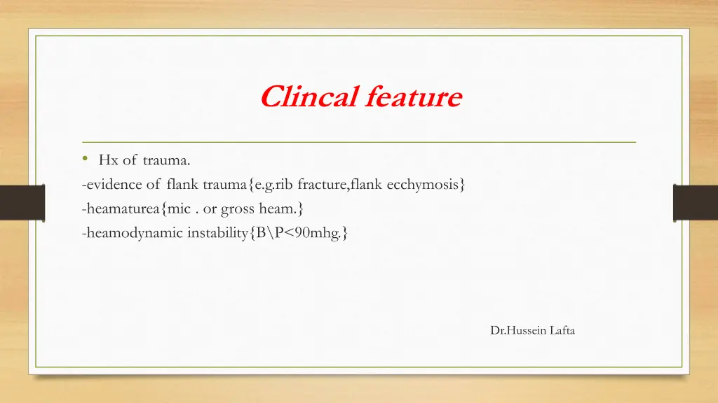 clincal feature