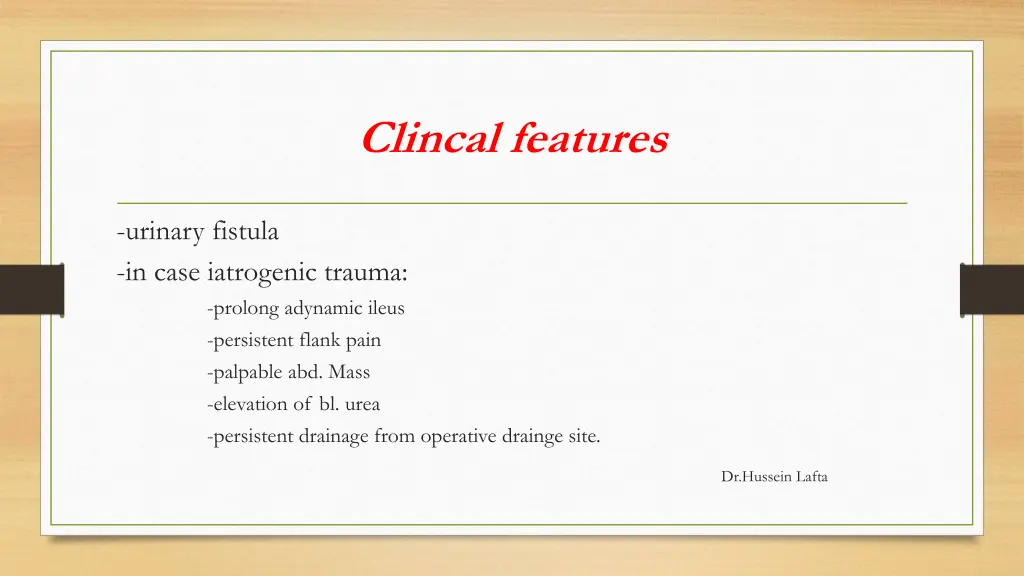clincal features