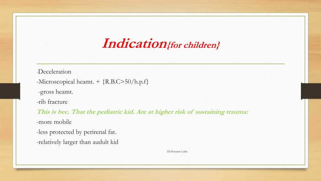 indication for children