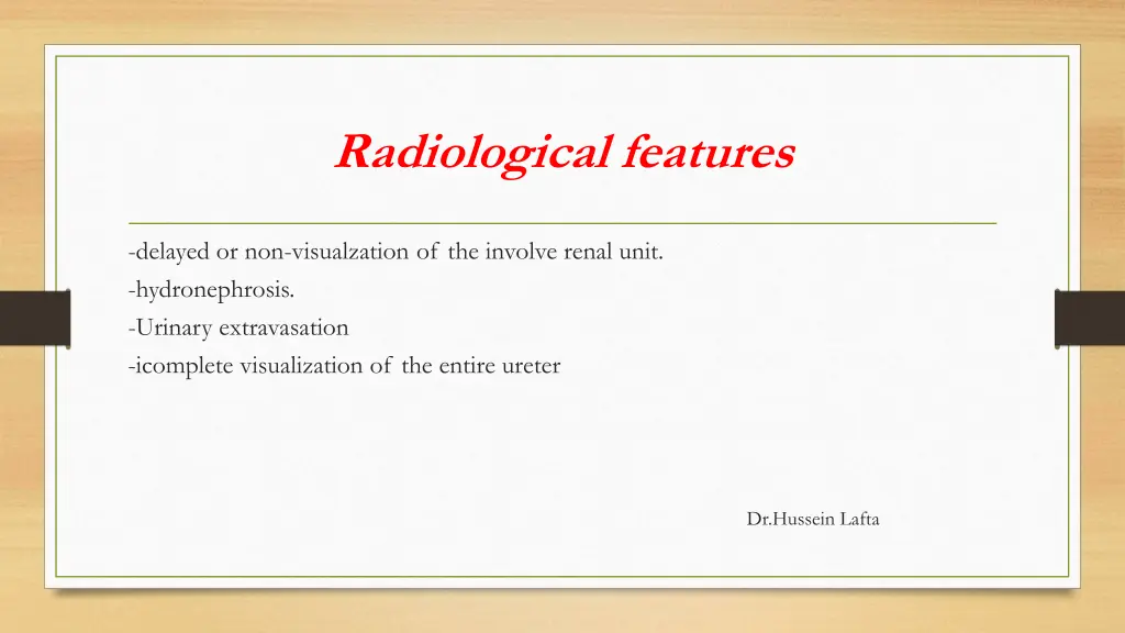 radiological features