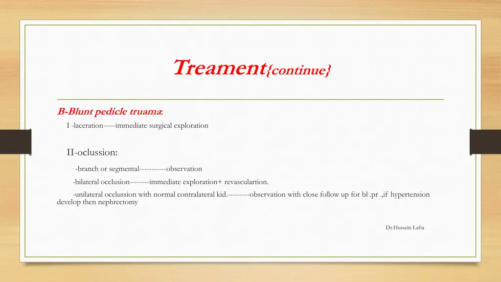 treament continue
