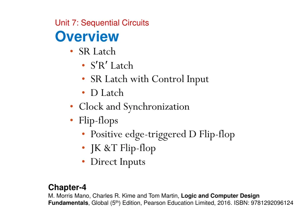 unit 7 sequential circuits overview sr latch