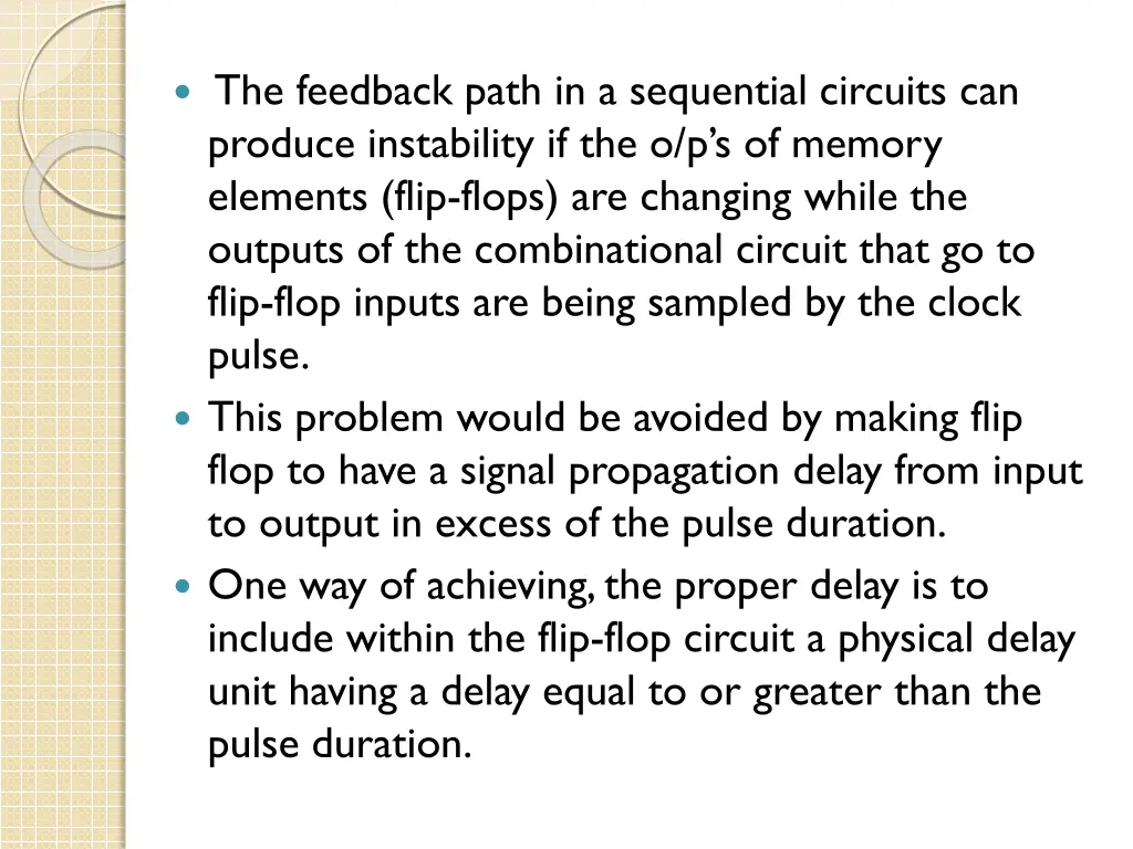 the feedback path in a sequential circuits