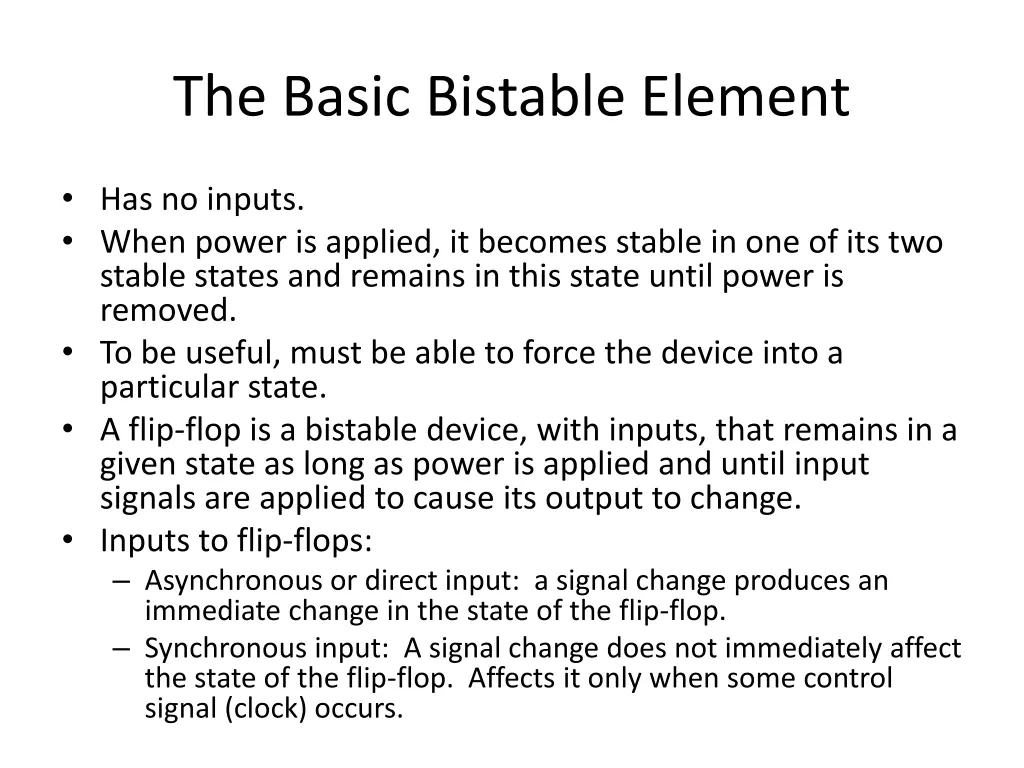 the basic bistable element