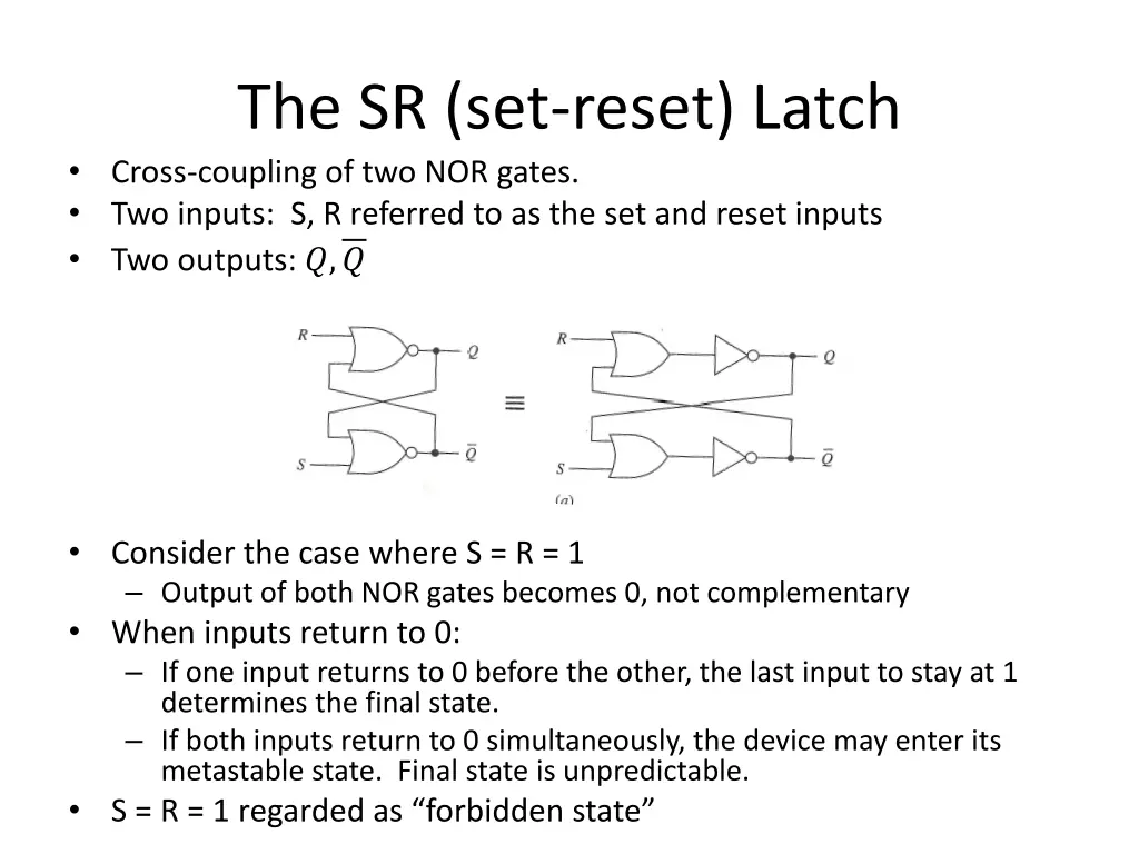 the sr set reset latch cross coupling 1