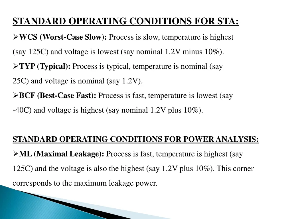 standard operating conditions for sta