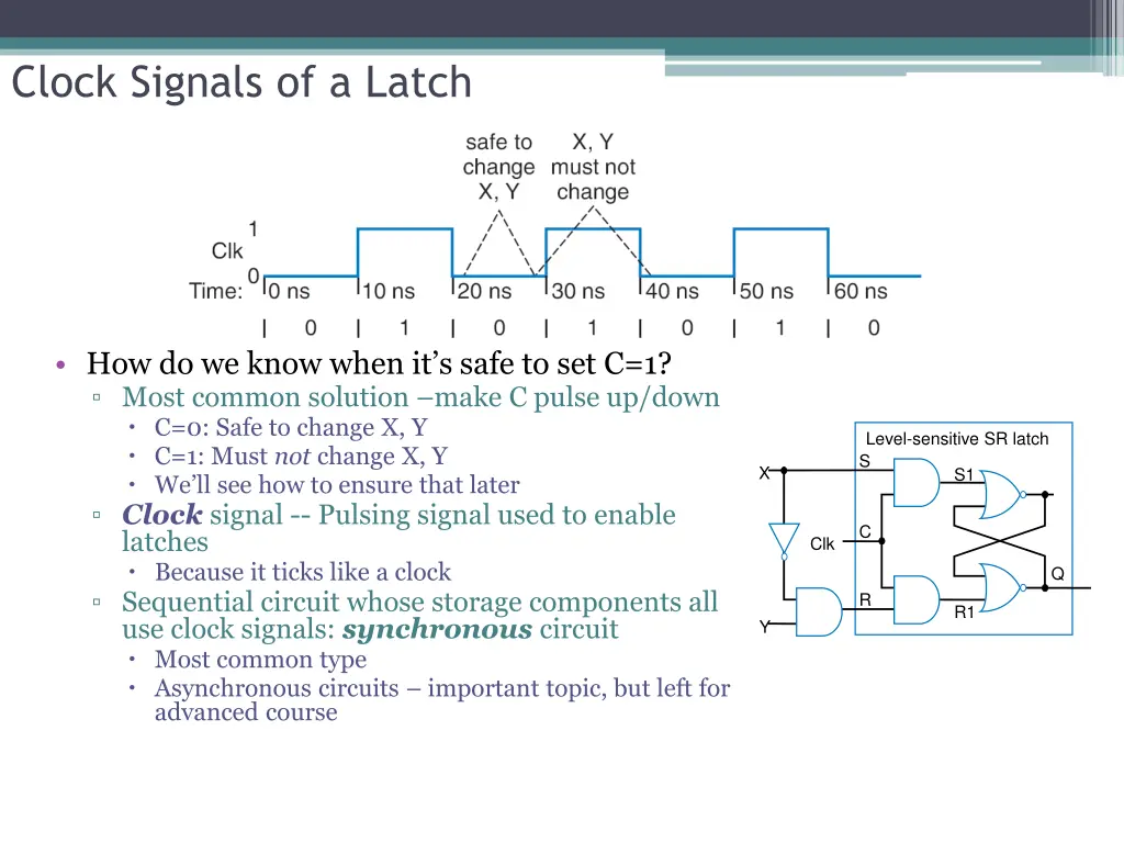 clock signals of a latch