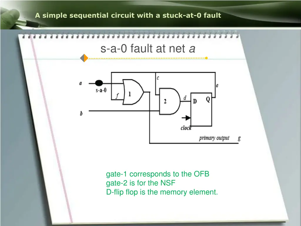 a simple sequential circuit with a stuck