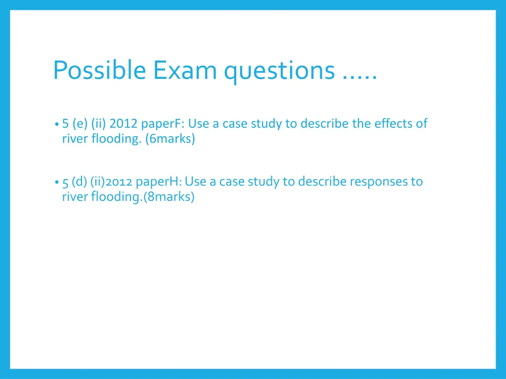 possible exam questions