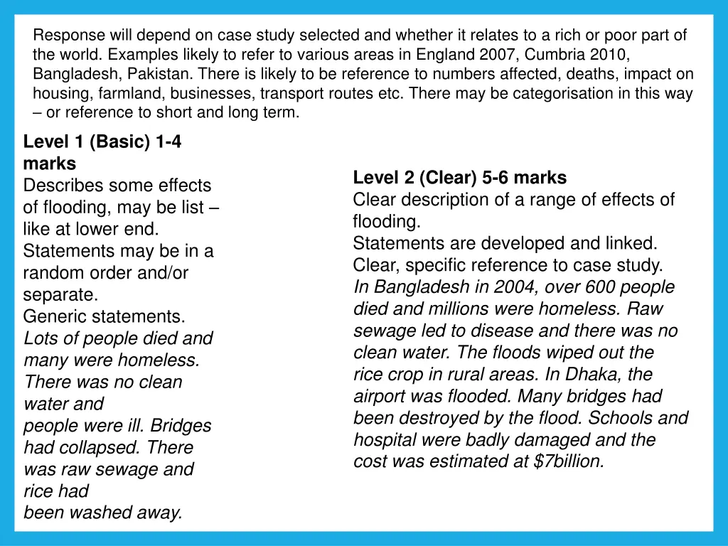 response will depend on case study selected