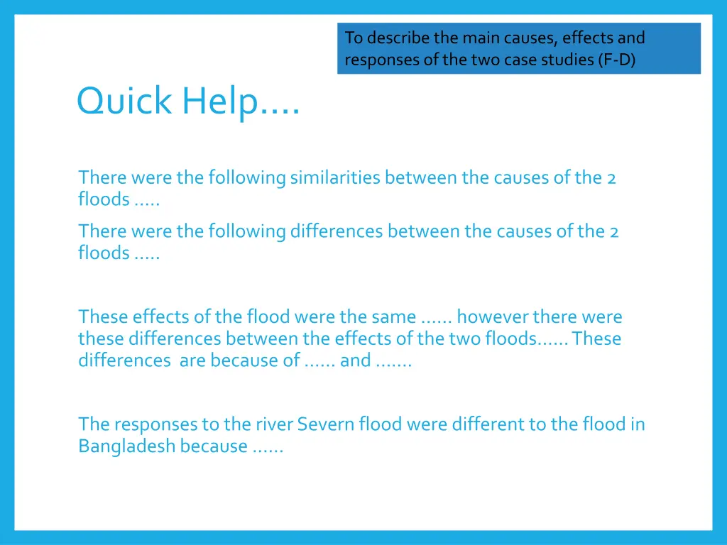 to describe the main causes effects and responses