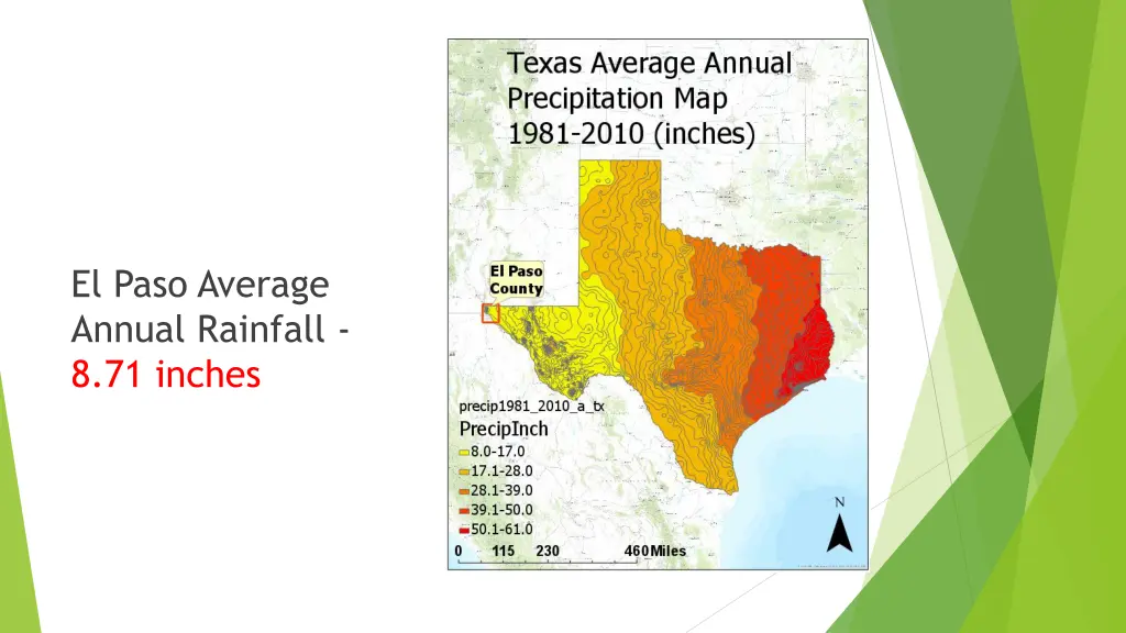 el paso average annual rainfall 8 71 inches