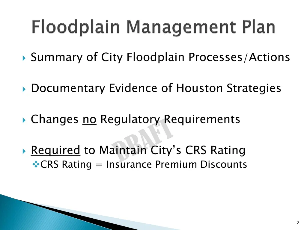 summary of city floodplain processes actions