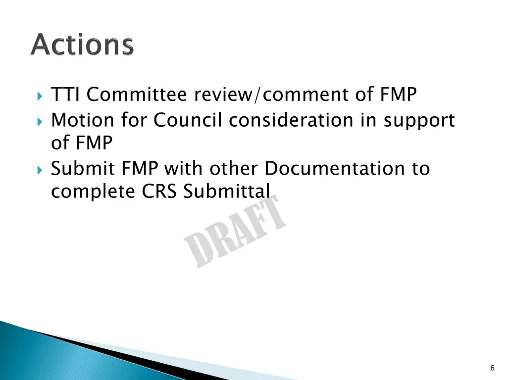 tti committee review comment of fmp motion