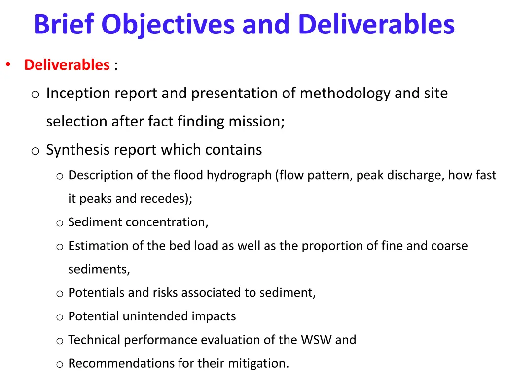 brief objectives and deliverables 1