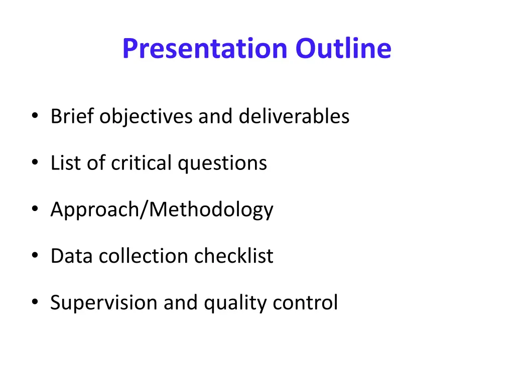presentation outline