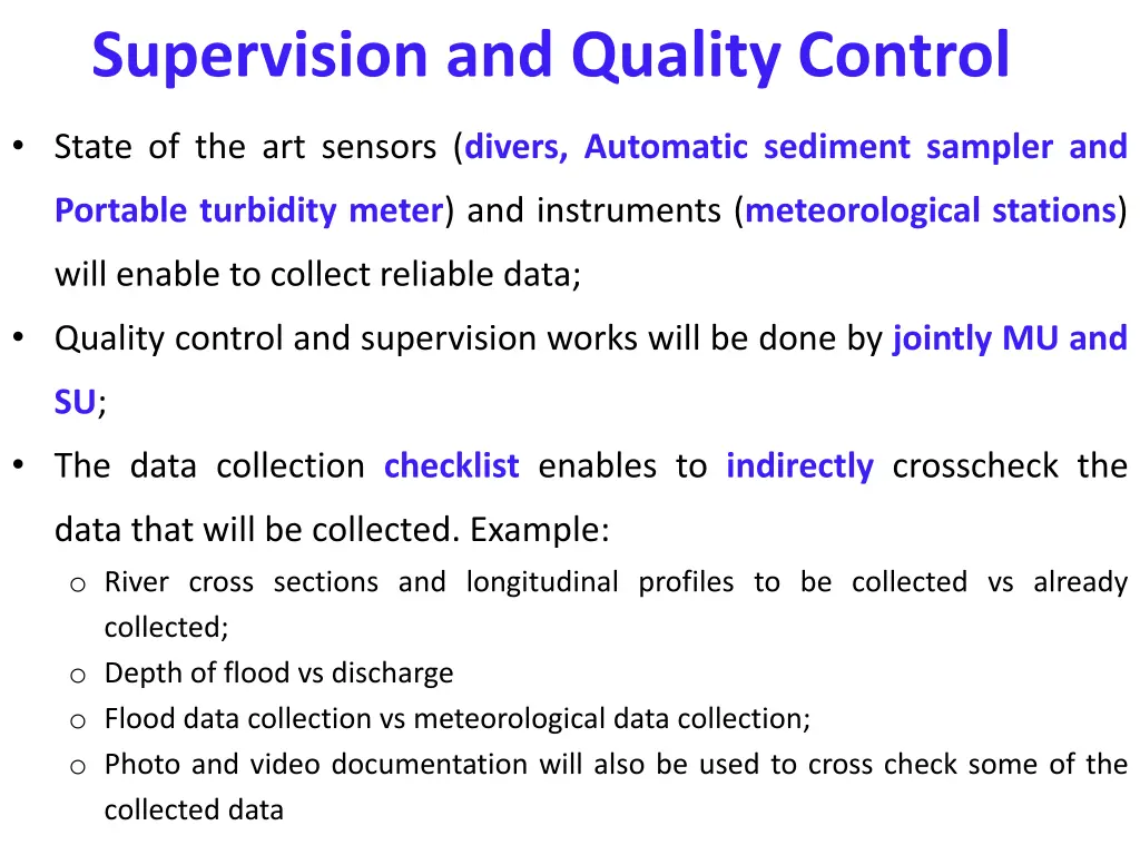 supervision and quality control