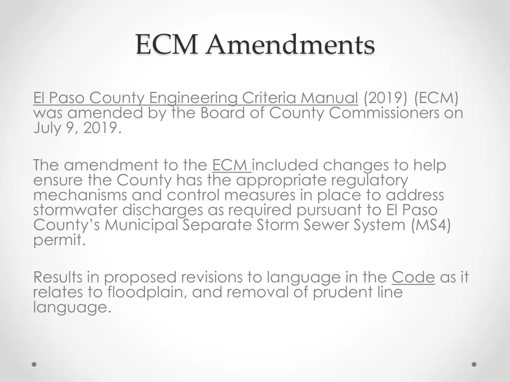 ecm amendments