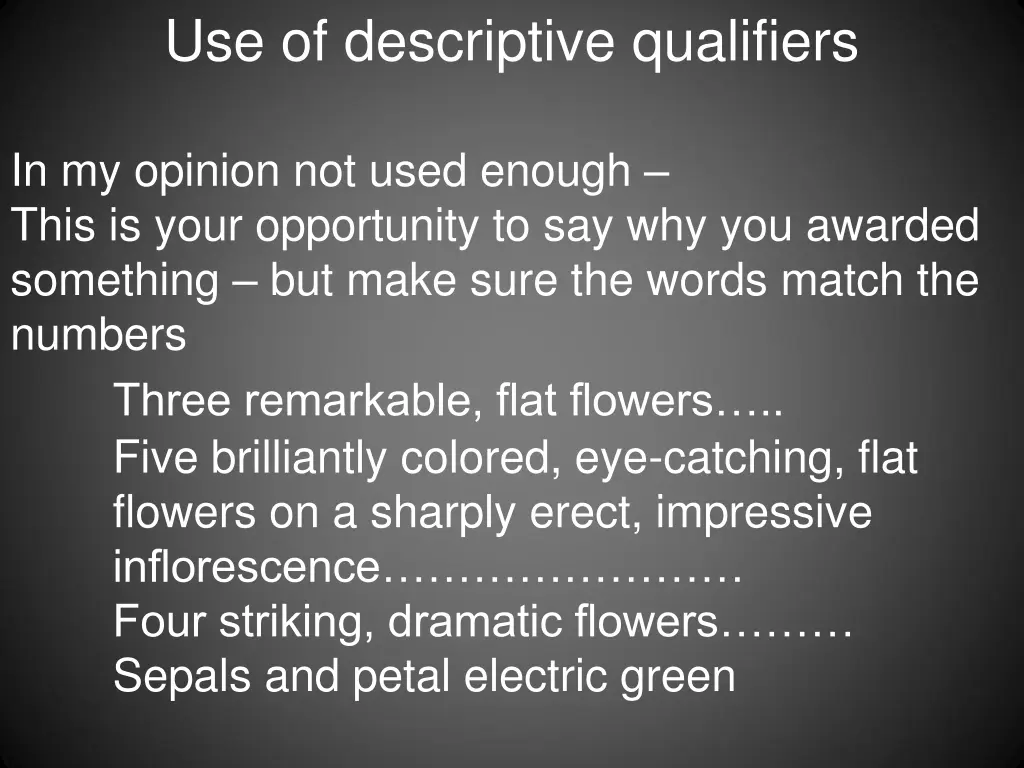 use of descriptive qualifiers