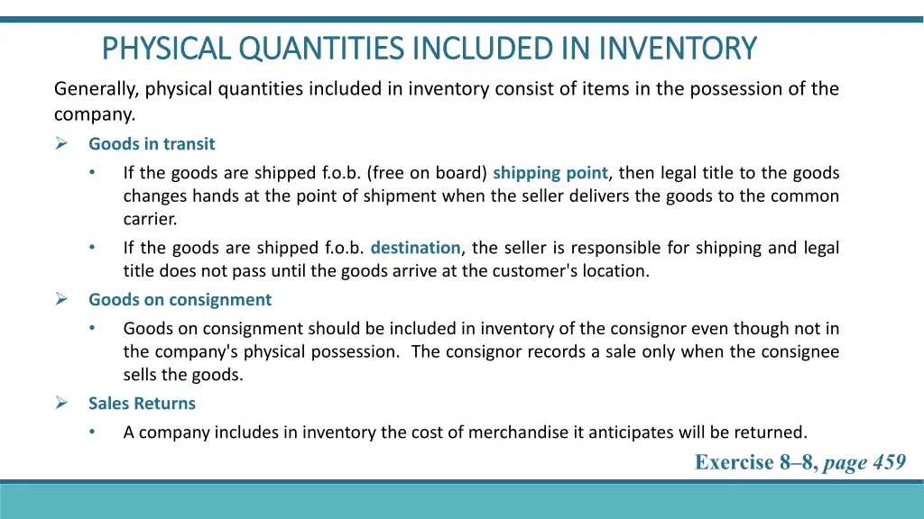 physical quantities included in inventory