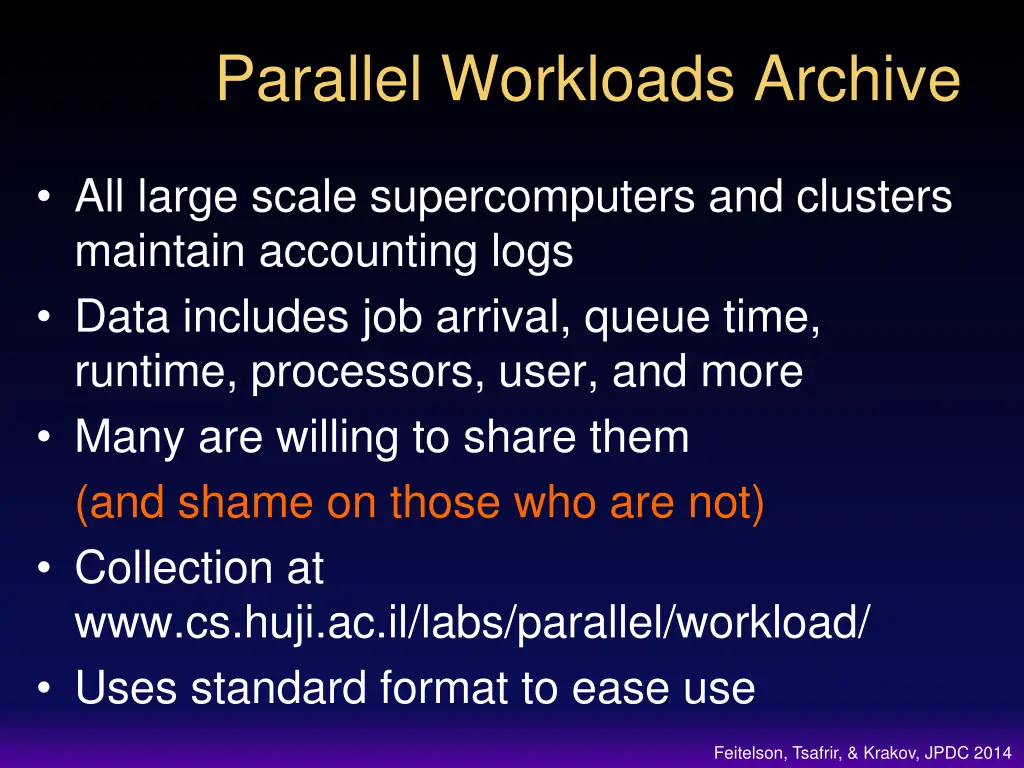 parallel workloads archive