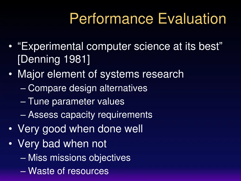 performance evaluation