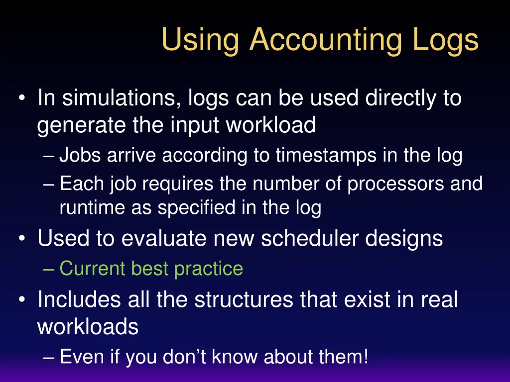 using accounting logs