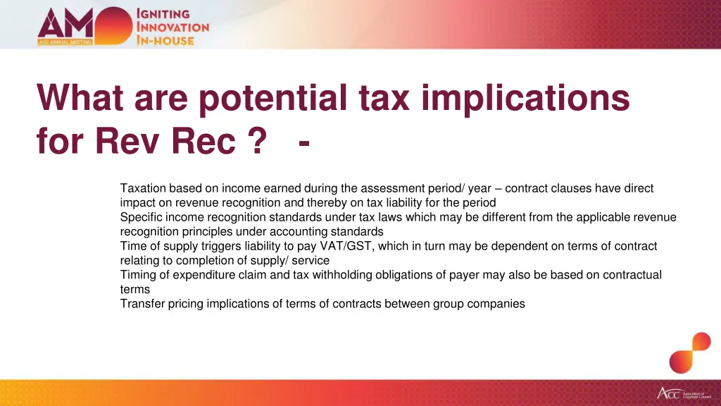 what are potential tax implications for rev rec
