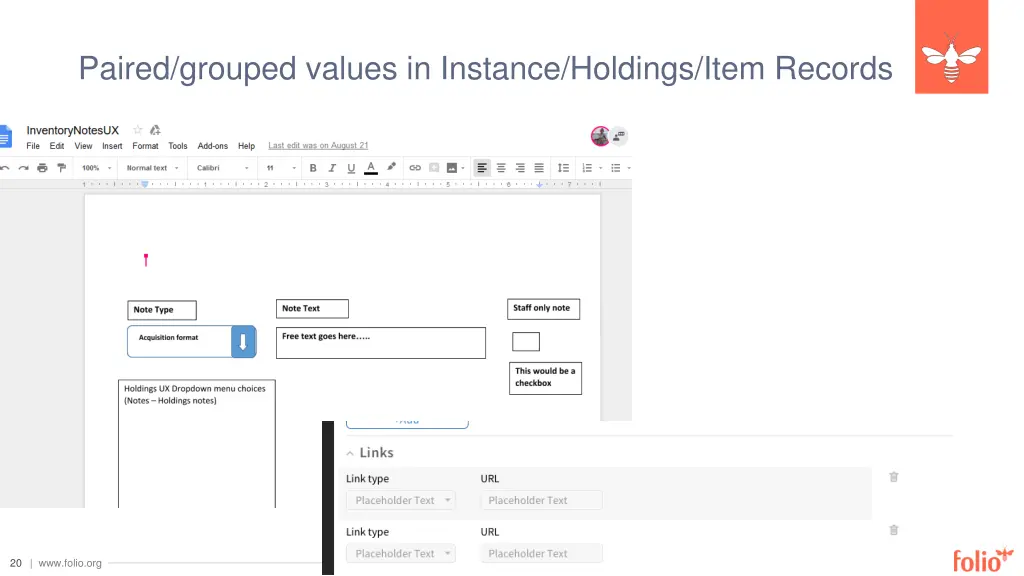 paired grouped values in instance holdings item 1