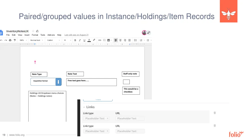 paired grouped values in instance holdings item