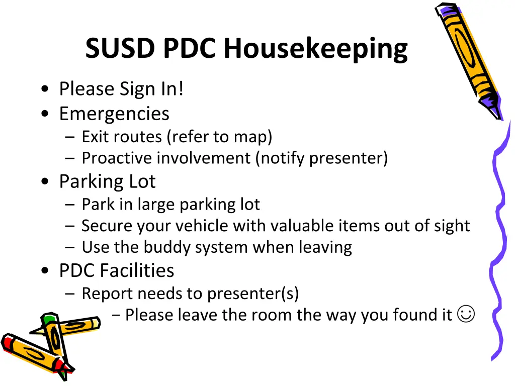 susd pdc housekeeping