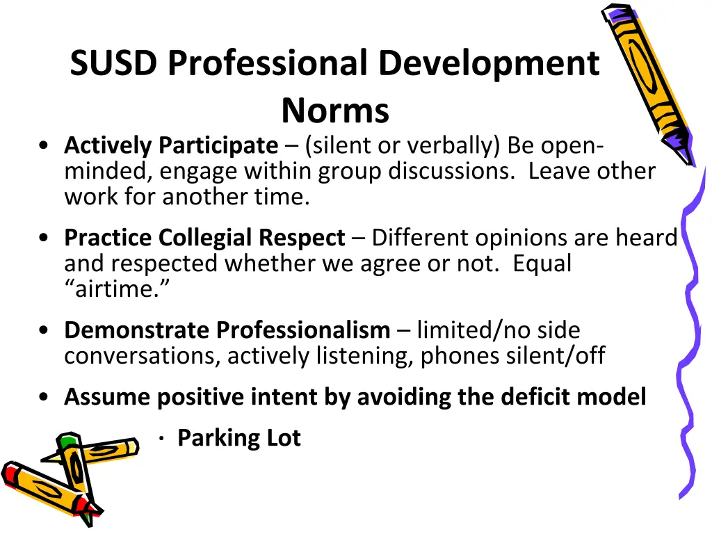 susd professional development norms actively
