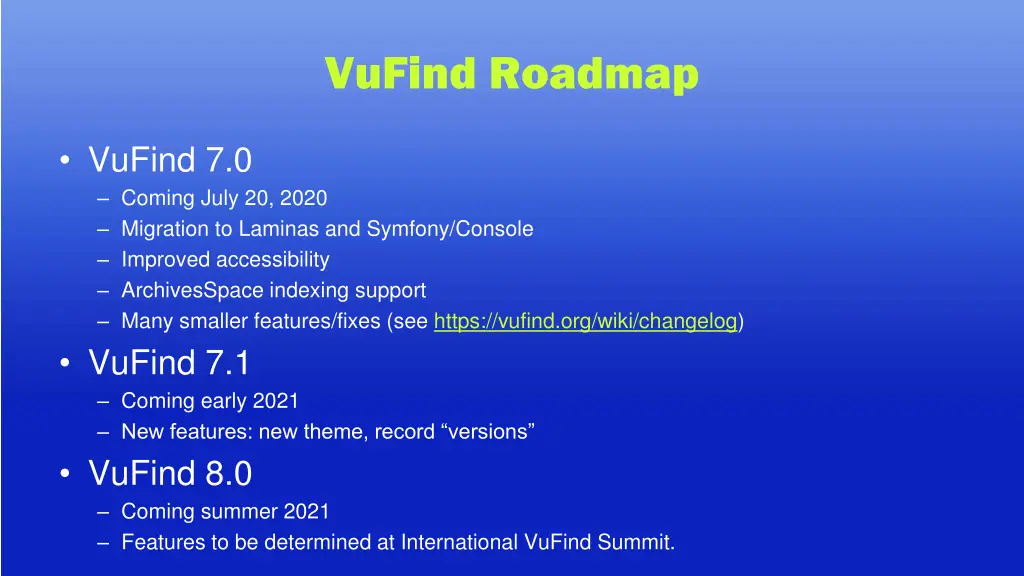 vufind roadmap