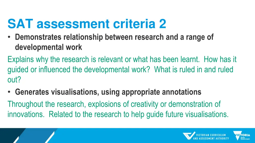 sat assessment criteria 2 demonstrates