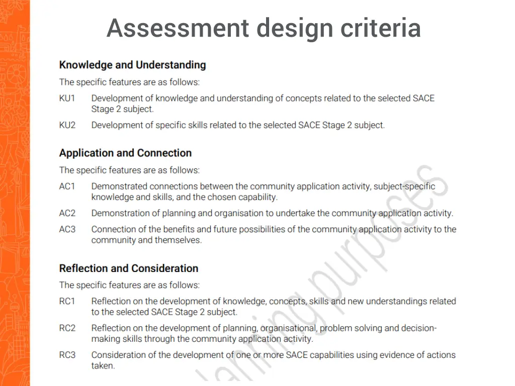 assessment design criteria