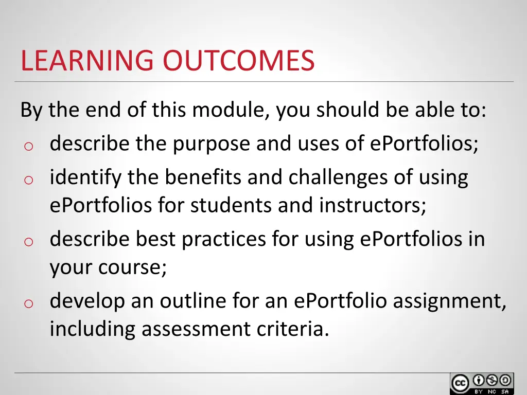 learning outcomes