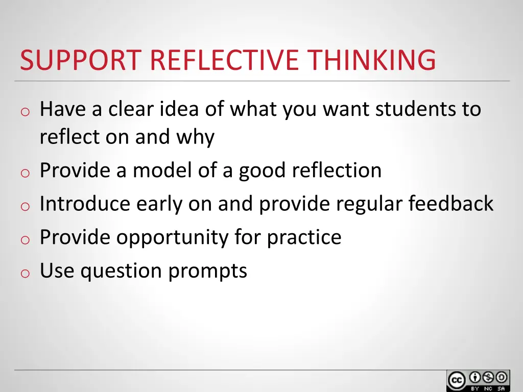 support reflective thinking