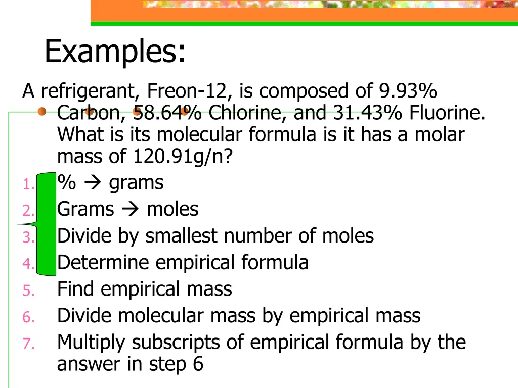 examples a refrigerant freon 12 is composed