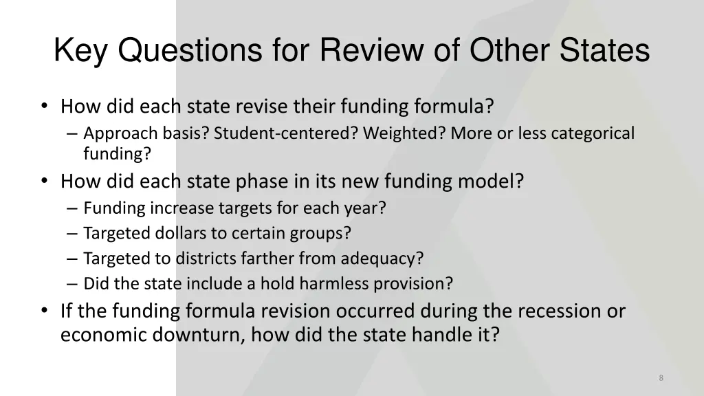 key questions for review of other states