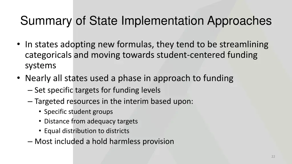 summary of state implementation approaches