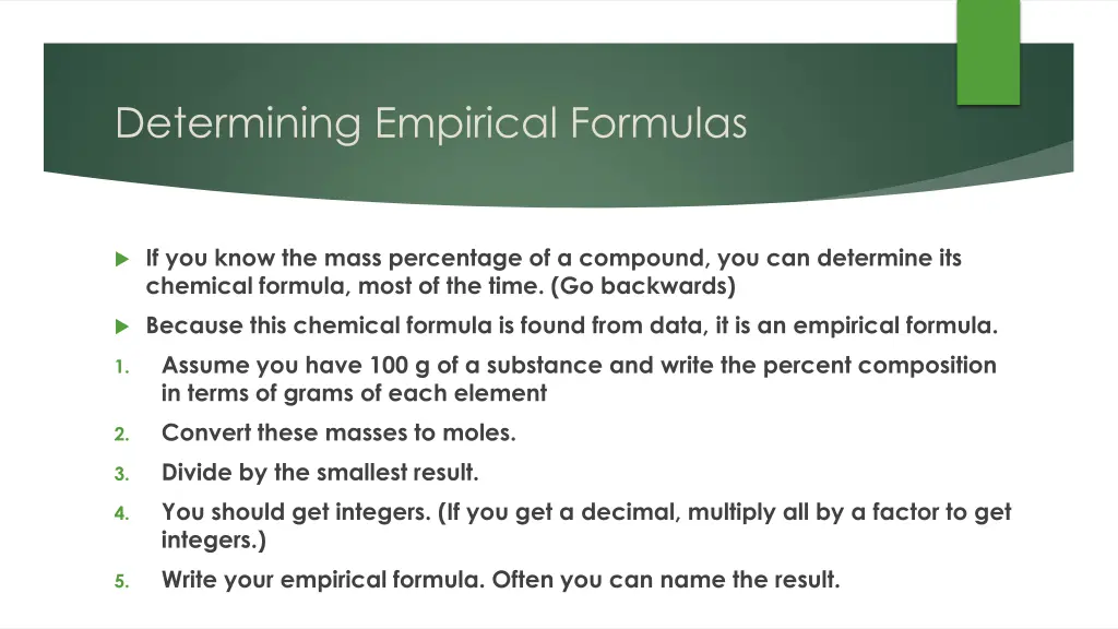 determining empirical formulas