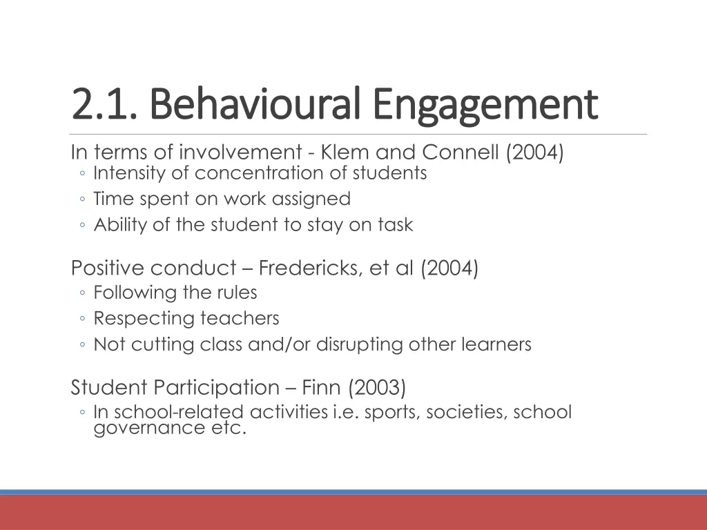 2 1 behavioural engagement 2 1 behavioural