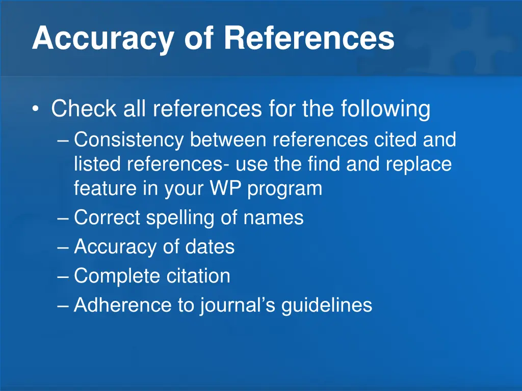 accuracy of references
