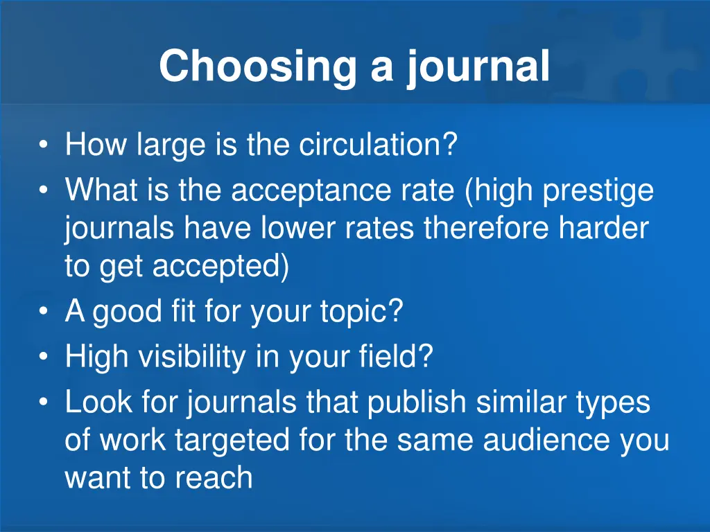 choosing a journal